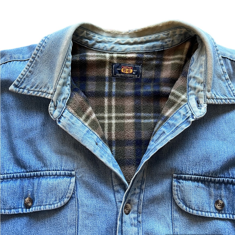 Mens Denim Route 66 Blanket Lined Jean Jacket - Picture 2 of 4